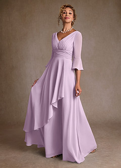 Azazie Eire Moeder van de bruid jurken A-Lijn Jurk van Chiffon Geplooid Frosted Lila image3