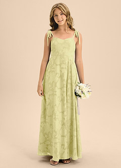 Azazie Rosey Junior Jurk van Bloemen Burn-out met A-Lijn Sweetheart Halslijn Citroensorbet image5