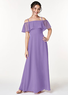 Azazie Maggie Junior Tahiti A-Line Off the Shoulder Chiffon Dress image3