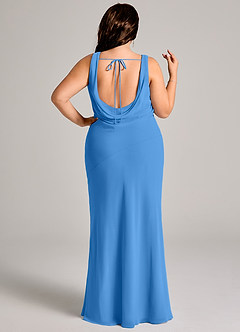Azazie Rylina Bridesmaid Dresses Blue Jay Mermaid Pleated Chiffon Dress image11