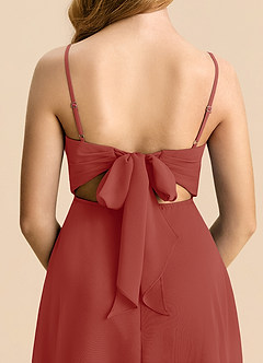 Azazie Shale Terracotta A-Line Bow Chiffon Dress image6
