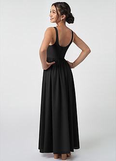 Azazie Keyla Junior Black A-Line Pleated Chiffon Dress image4
