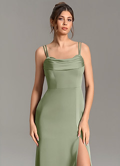 Azazie Egypt Robes de demoiselle d'honneur Robe Sirène en Satin extensible Décolleté en cœur Pistache image6