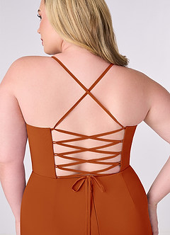 Barbie ♥ Azazie Bridesmaid Dresses Paprika Sheath Corset Chiffon Dress image8