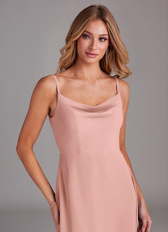 Azazie Daenerys Bridesmaid Dresses Rosette A-Line Cowl Chiffon Dress image6