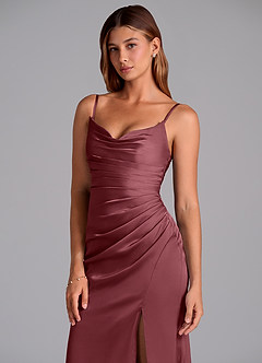 Azazie Claudelle Suknie dla druhen Syrena Bez ramiączek Satyna elastyczna Do ziemi Sukienka image2