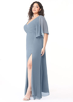 Azazie Cierra Bridesmaid Dresses Dusty Blue A-Line V-Neck Chiffon Dress image11
