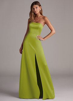 Azazie Wren Brudtärnklänningar Klä av A-Linje i Stretch Satin Axelbandslös Citrongräs Konvertibel image3