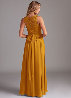 Azazie Kingsley Bridesmaid Dresses Butterscotch A-Line Lace Chiffon Dress image2
