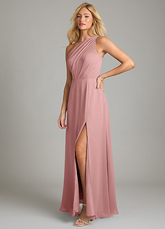 Azazie Phaedra Bridesmaid Dresses Dusty Rose A-Line One Shoulder Chiffon Dress image5