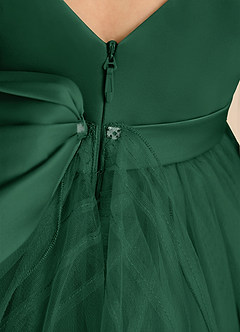 Azazie Pear Flower Girl Dresses Dark Green Ball-Gown Bow Tulle Dress image7