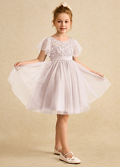 Azazie Queenie Flower Girl Dresses Rose Petal A-Line Lace Dress image5