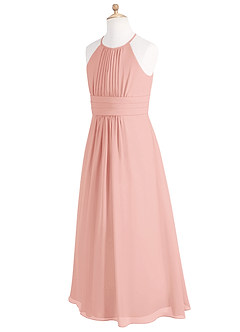 Azazie Bonnie Junior Rosette A-Line Pleated Chiffon Dress image7