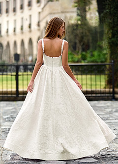 Thyme Cream A-line 3D Flowers Prom Dress image2