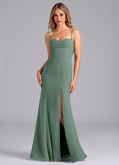 Azazie Wynni Bridesmaid Dresses Eucalyptus Mermaid Corset Chiffon Dress image1