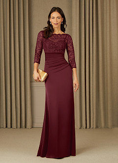 Azazie Stefani Mother of the Bride Dresses Cabernet Mermaid Lace Dress image3
