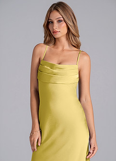 Azazie Seema Bridesmaid Dresses Canary Mermaid Corset Stretch Satin Dress image2
