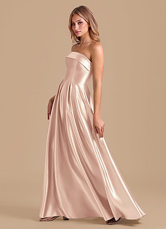 Azazie Lucienne Bridesmaid Dresses English Rose A-Line Pleated Metallic Satin Dress image6