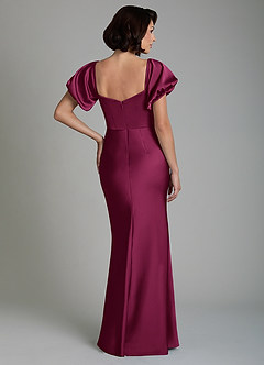 Azazie Lea Bridesmaid Dresses Red Plum Mermaid Off the Shoulder Stretch Satin Convertible Dress image2