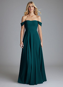 Azazie Seriana Brudtärnklänningar Klä av A-Linje i Chiffong Av axeln Tallgrön image5