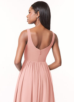 Azazie Keyla Bridesmaid Dresses Rosette A-Line V-Neck Pleated Chiffon Dress image4