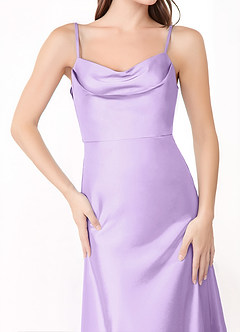 Azazie Alaija Brautjungfernkleider Meerjungfrau-Linie Seitliche Cut-Outs Stretch-Satin Kleid Flieder image5