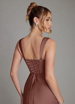 Azazie Agustina Abiti da Damigella Abito Sirena in Raso Elasticizzato Corsetto Espresso image6