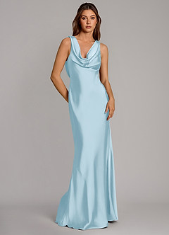Azazie Cheryl Bridesmaid Dresses Sky Blue Mermaid Stretch Satin Dress image1