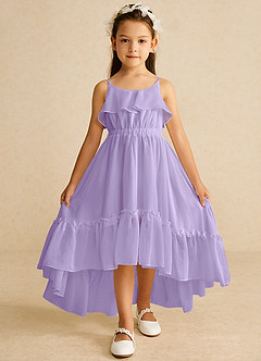 Azazie Karmen Flower Girl Dresses Lilac A-Line Ruched Chiffon Dress image1