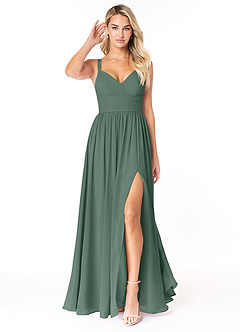 Azazie Chanel Bridesmaid Dresses Sea Moss A-Line Pleated Chiffon Dress image1