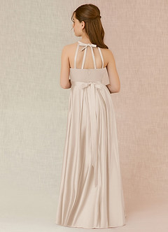 Azazie Arianthe Junior White Alabaster A-Line with Pockets Stretch Satin Dress image1