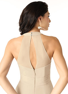 Azazie Danica Bridesmaid Dresses Champagne A-Line Pleated Chiffon Dress image5