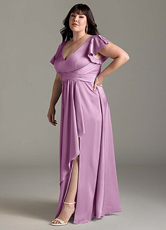 Azazie Omari Bridesmaid Dresses Wisteria A-Line Stretch Satin Dress image12