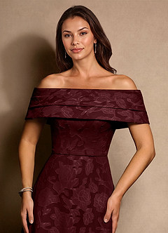 Azazie New Britain Moeder van de bruid jurken A-Lijn Jurk van Bloemen Burn-out Geplooid Cabernet image5