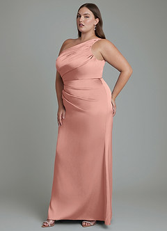 Azazie Akilah Bridesmaid Dresses Rosette Mermaid One Shoulder Stretch Satin Dress image11