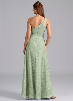 Azazie Brooke Bridesmaid Dresses Dusty Sage A-Line One Shoulder Floral Burnout Dress image2
