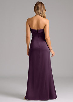Azazie Aretha Robes de demoiselle d'honneur Robe Trapèze Convertible en Satin extensible Sans bretelle Prune image7