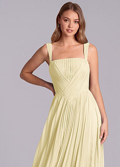 Azazie Mina Bridesmaid Dresses Lemon Sorbet A-Line Pleated Chiffon Dress image2
