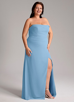 Azazie Leonis Bridesmaid Dresses Steel Blue Sheath Strapless Chiffon Convertible Dress image14