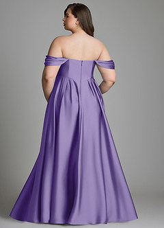 Azazie Loisa Robes de demoiselle d'honneur Robe Trapèze en Satin extensible Épaules dénudées Tahiti image9