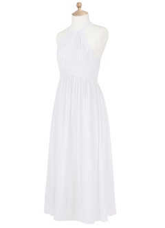 Azazie Melinda A-Line Pleated Chiffon Floor-Length Junior Bridesmaid Dress image9