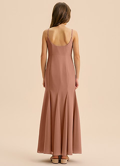 Azazie Evey Junior Abito Sirena in Chiffon Plissettato Bronzo image2