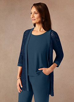 Azazie Mamrie Abiti per la Madre della Sposa Abito Tuta Pantaloni in Pizzo Dark Navy Nettuno image9
