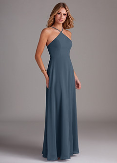 Azazie Bailey Bridesmaid Dresses Neptune A-Line Halter Side Slit Chiffon Dress image6
