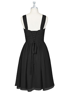 Azazie Angie Bridesmaid Dresses Black A-Line Corset Chiffon Dress image8