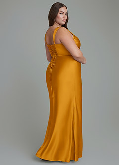 Azazie Agustina Bridesmaid Dresses Butterscotch Mermaid Corset Stretch Satin Dress image8