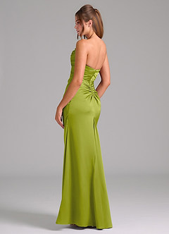 Azazie Lucille Brudtärnklänningar Klänning av Sjöjungfru i Stretch Satin Axelbandslös Citrongräs Konvertibel image4