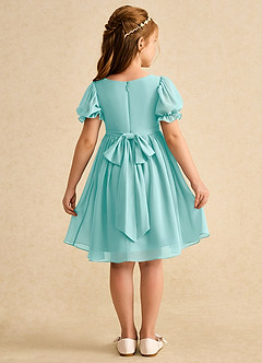 Azazie Jolie Flower Girl Dresses Aqua A-Line with Sleeves Chiffon Dress image2