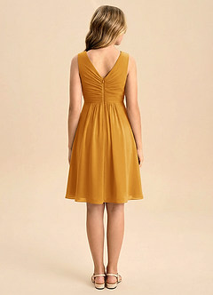 Azazie Skyla Junior A-Line Plisseret Chiffon Mini Junior brudepige Kjole image2