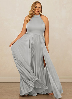 Christian Siriano Bridal for Azazie 1007 Brautjungfernkleider A-Linie Plissee Stretch-Satin Kleid Silber image12